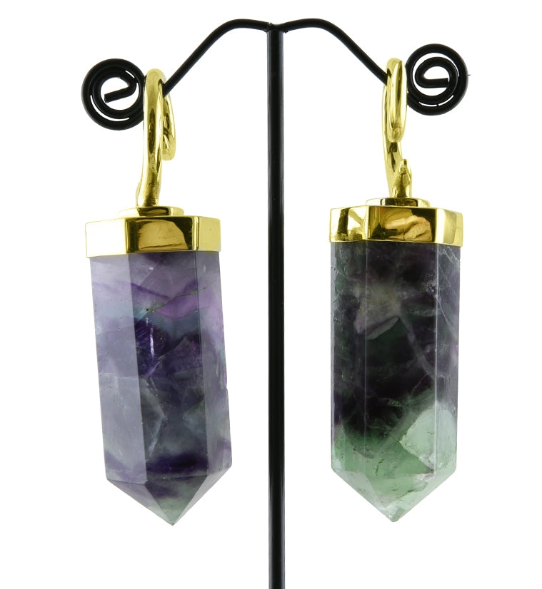 Scepter Rainbow Fluorite Stone Ear Weights