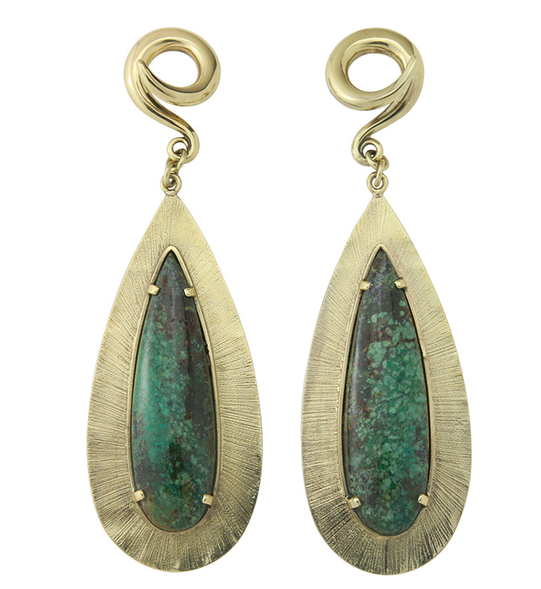 Score Chrysocolla Stone Brass Ear Weights