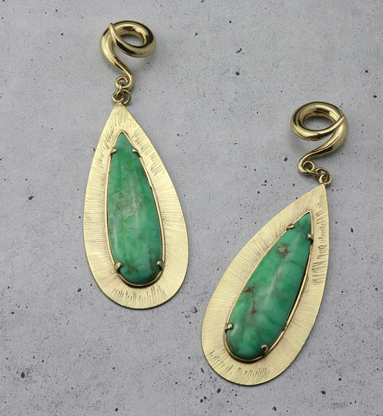 Score Chrysoprase Stone Brass Ear Weights