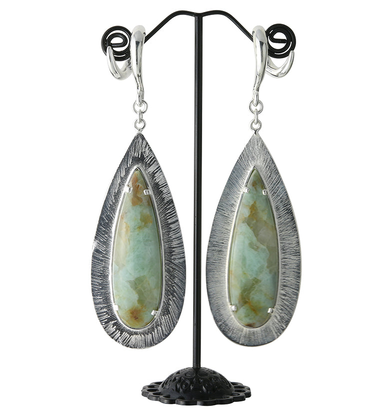 Score Chrysoprase Stone White Brass Ear Weights