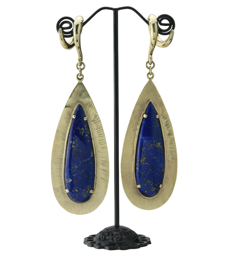Score Lapis Lazuli Stone Brass Ear Weights