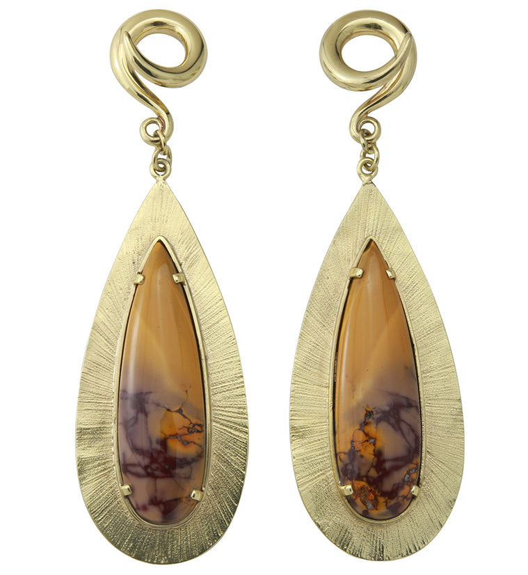 Score Mookaite Stone Brass Ear Weights
