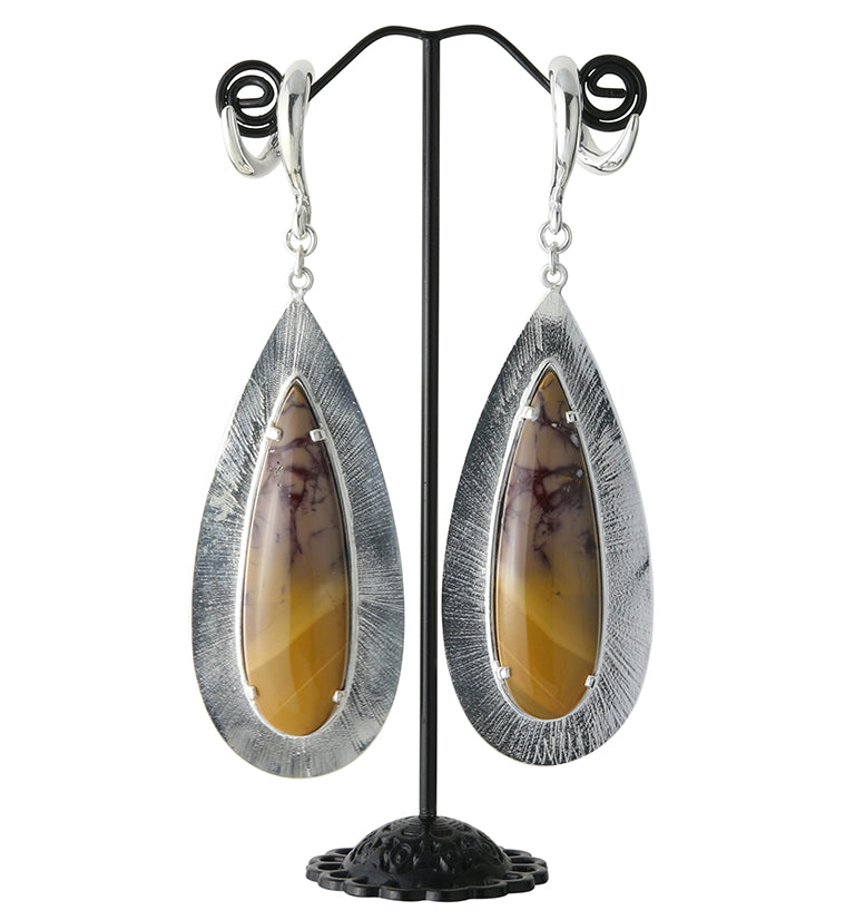 Score Mookaite Stone White Brass Ear Weights