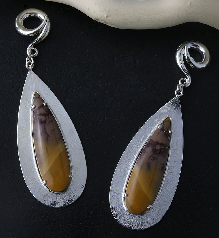 Score Mookaite Stone White Brass Ear Weights