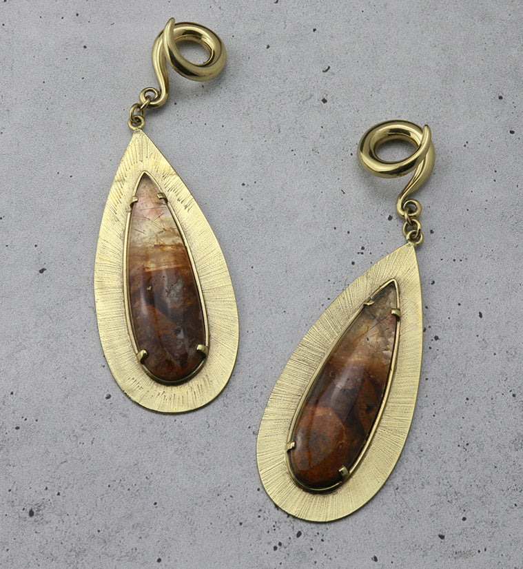 Score Rutilated Quartz Brass Ear Weights