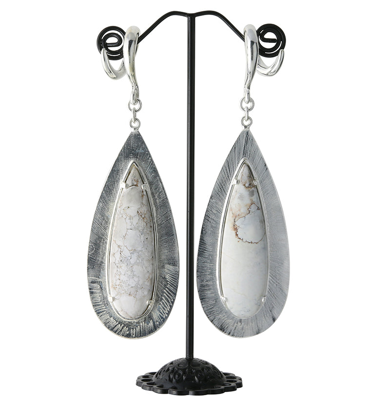 Score White Howlite Stone White Brass Ear Weights