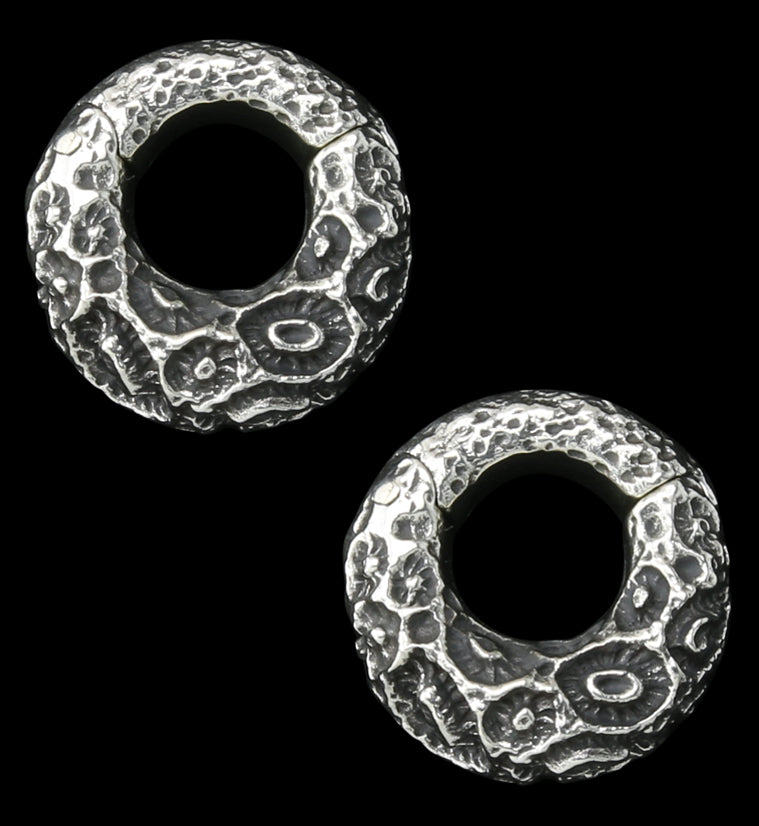 Sea Coral White Brass Hinged Ear Weights