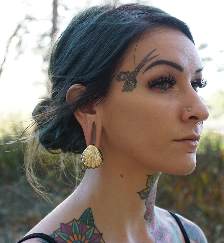 Seashell Brass Ear Weights