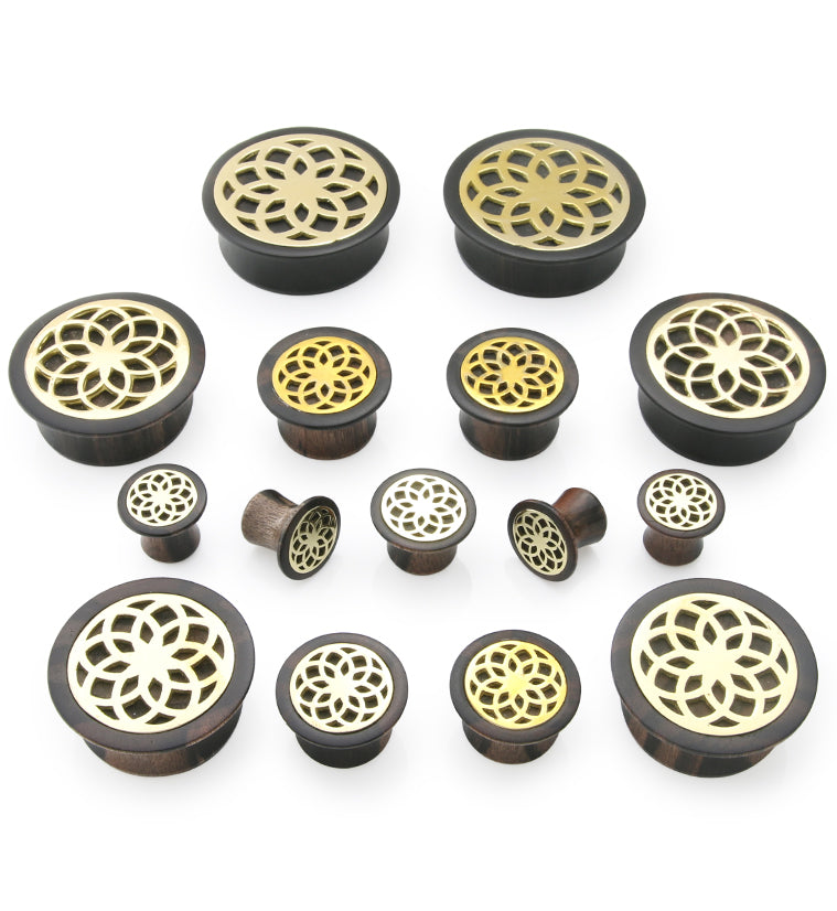 Seed of Life Areng Wood Mayan Flare Plugs