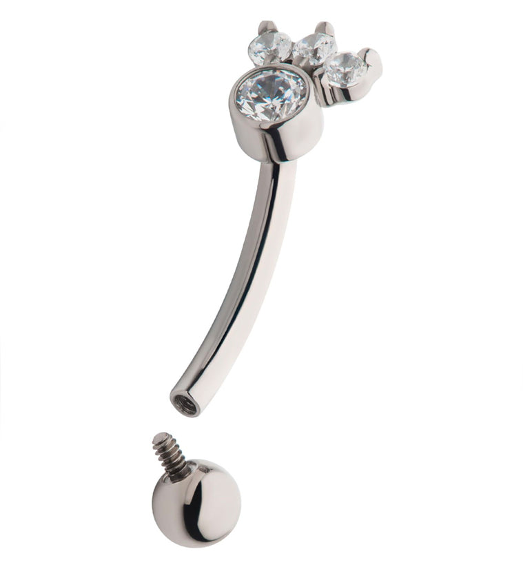 Sepal CZ Internally Threaded Titanium Curved Barbell