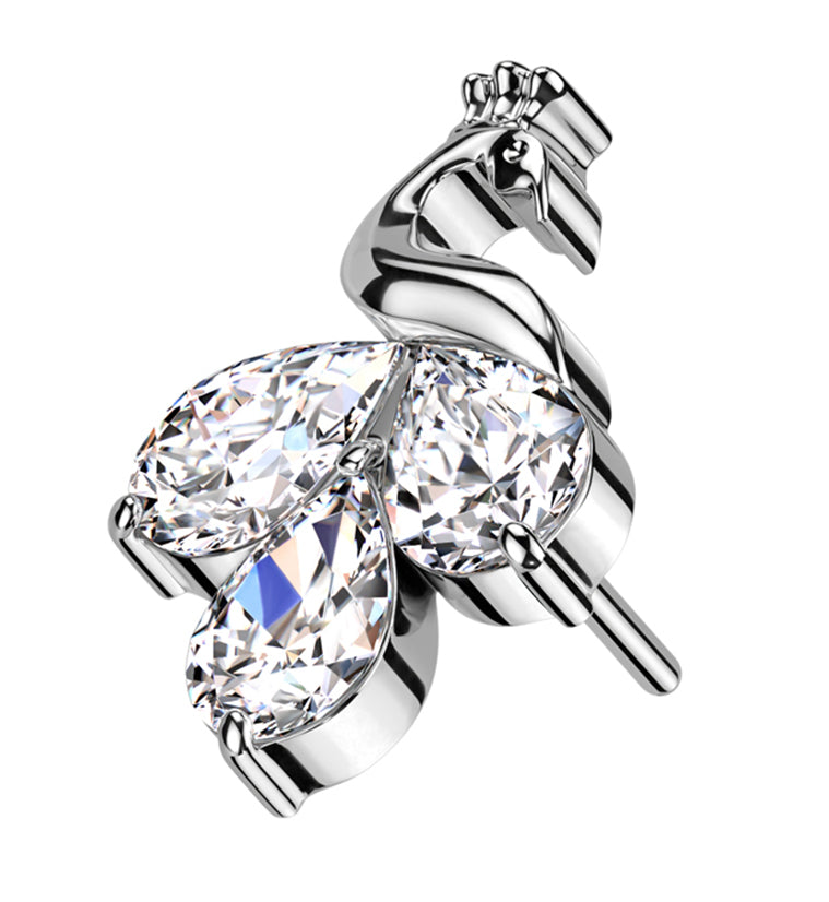 Sepal Peacock CZ Threadless Titanium Top