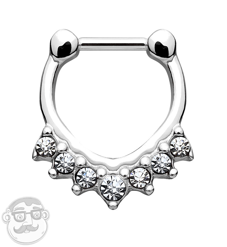 16G Septenary CZ Stainless Steel Septum Clicker