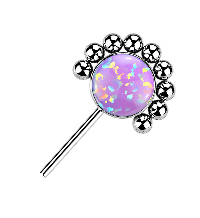 Side Facing Beaded Purple Opalite Titanium Threadless Top