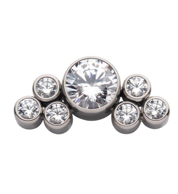 Side Facing Cluster Gem Titanium Threadless Top