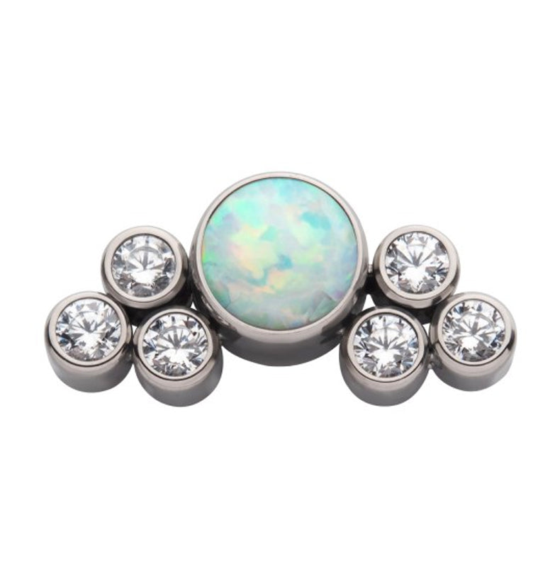 Side Facing Cluster Opalite Gem Titanium Threadless Top