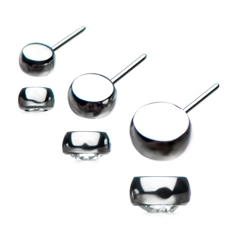 Titanium Threadless Side Facing Clear Gem Top