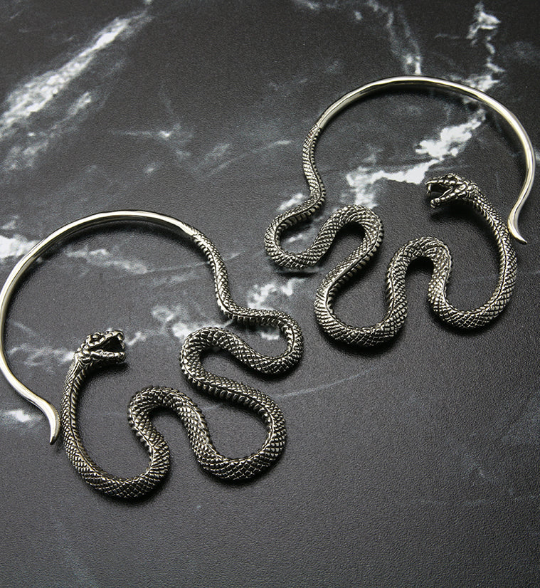Sidewinder Snake White Brass Ear Weights