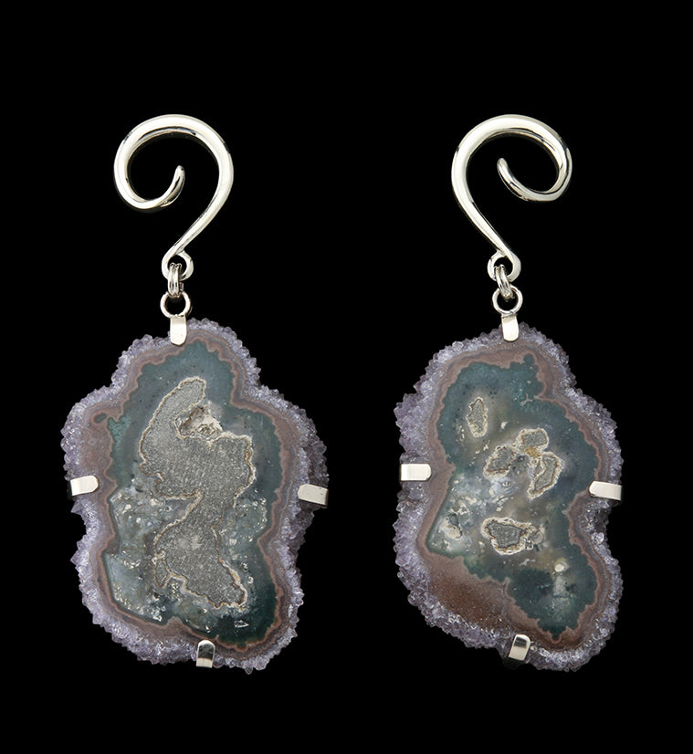 Amethyst Stalactite White Brass Ear Weights Version 4