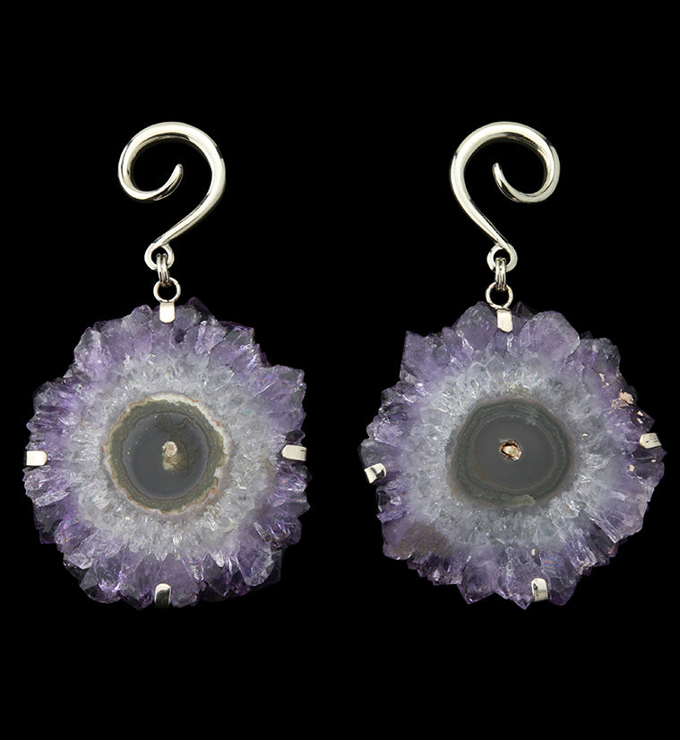 Amethyst Stalactite White Brass Ear Weights Version 5