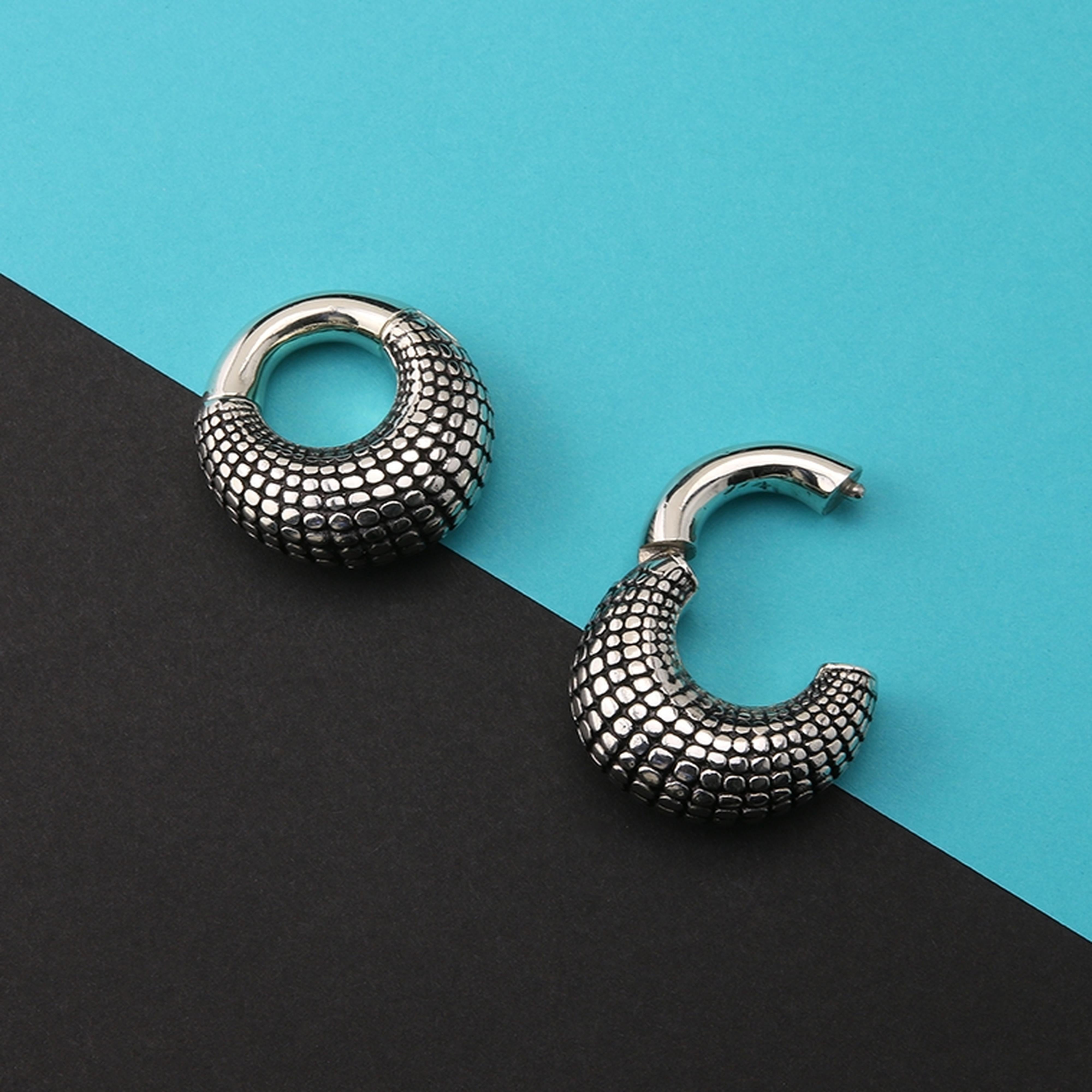 Atom Ring White Brass Hinged Ear Weights