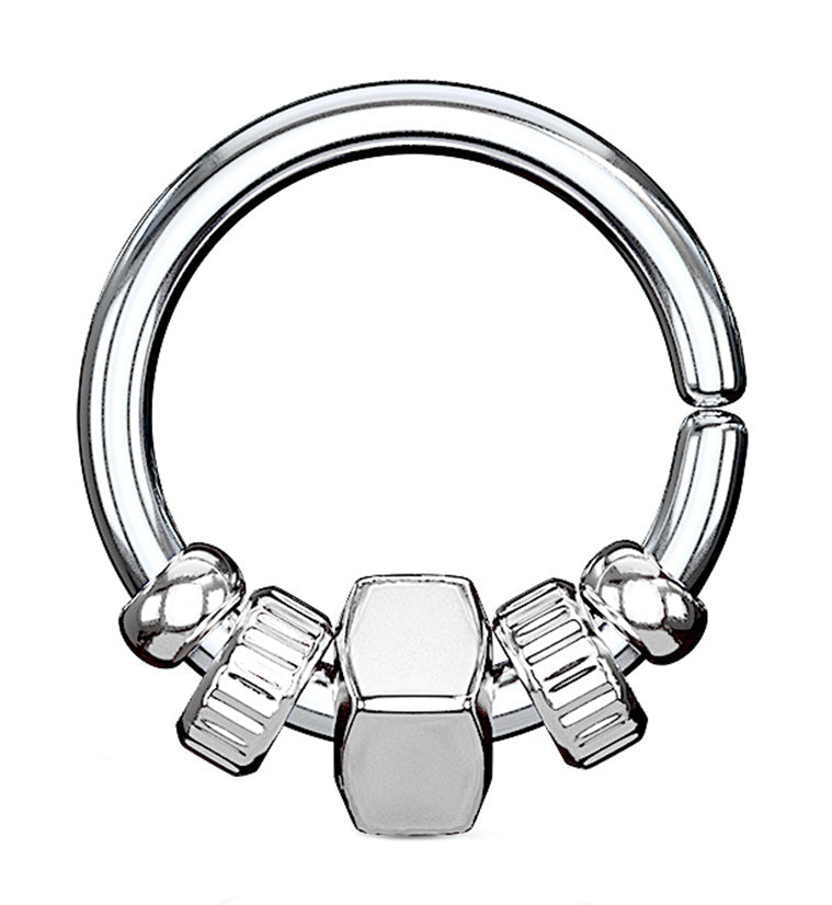 Silver Removable Bolt Annealed Seamless Ring