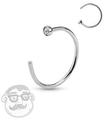 20G Clear Gem Stainless Steel Nose Hoop Ring