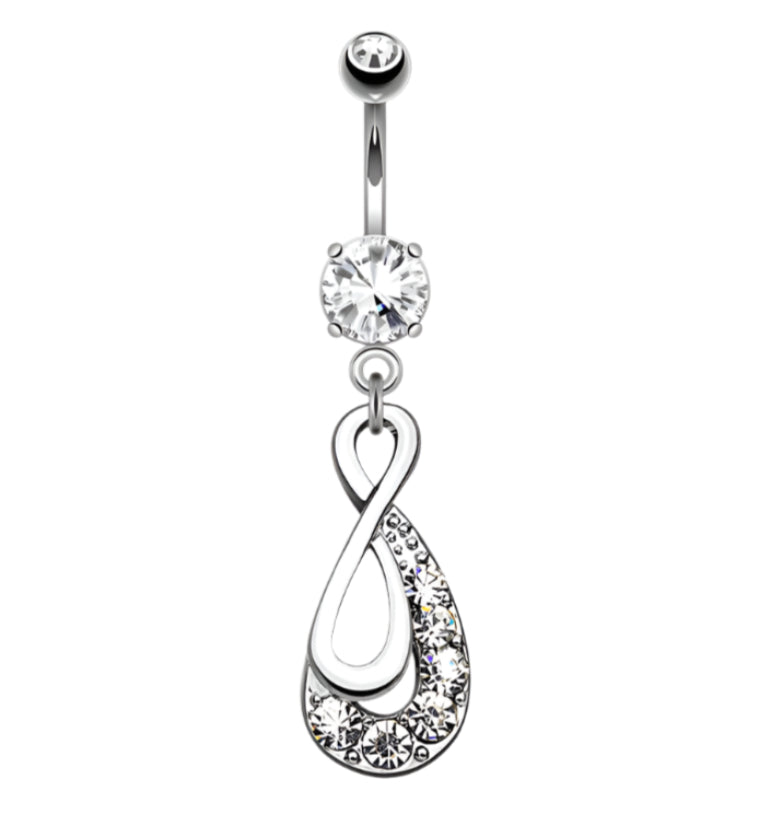Silver Infinity CZ Belly Button Ring