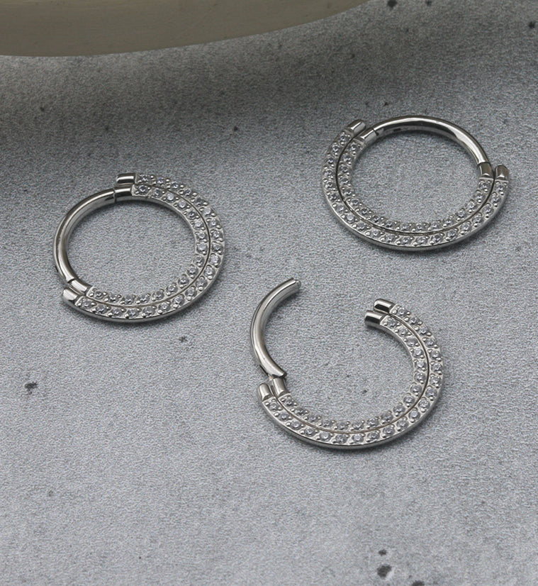 Double Gem Lineup Hinged Segment Ring