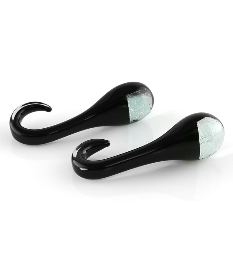 Silver Drip Glass Ear Weights