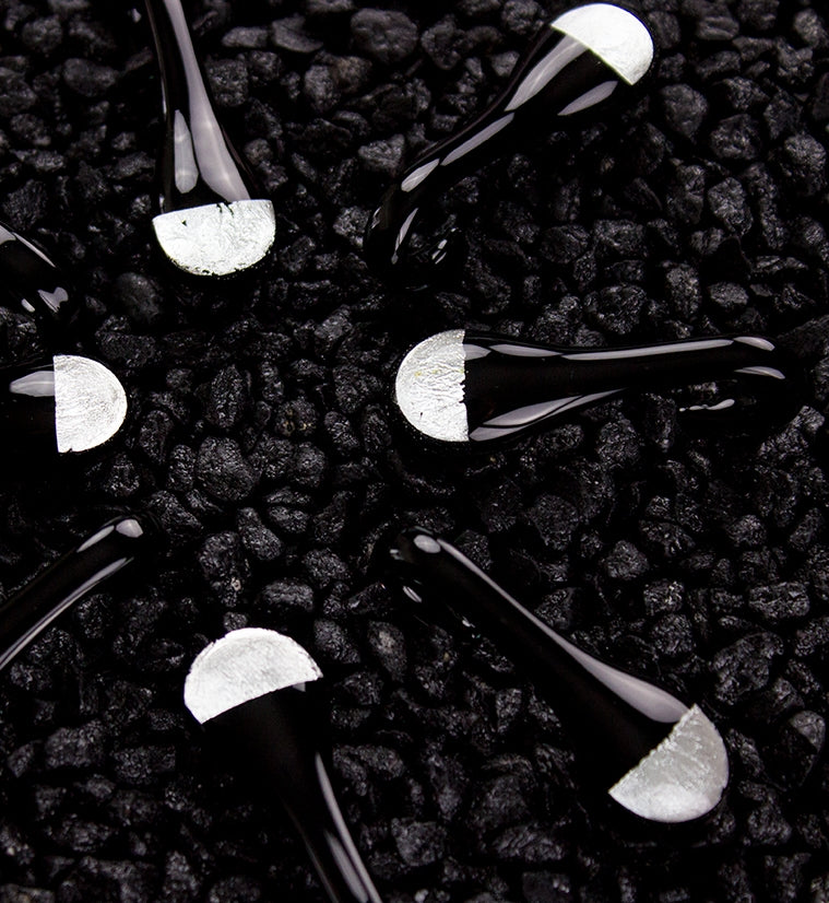 Silver Drip Glass Ear Weights