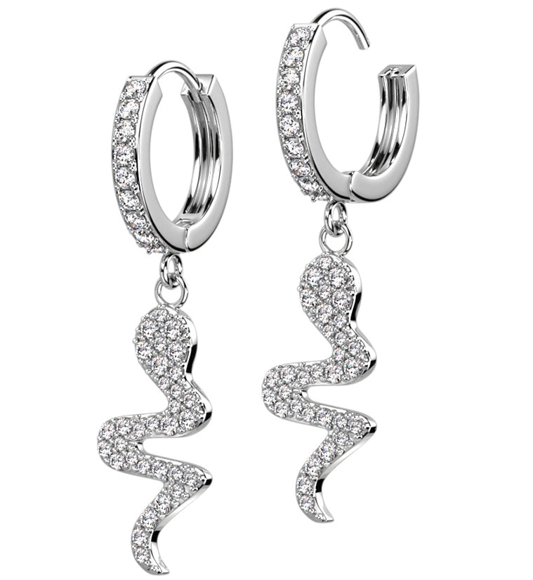 Snake CZ Stainless Steel Hoop Earrings