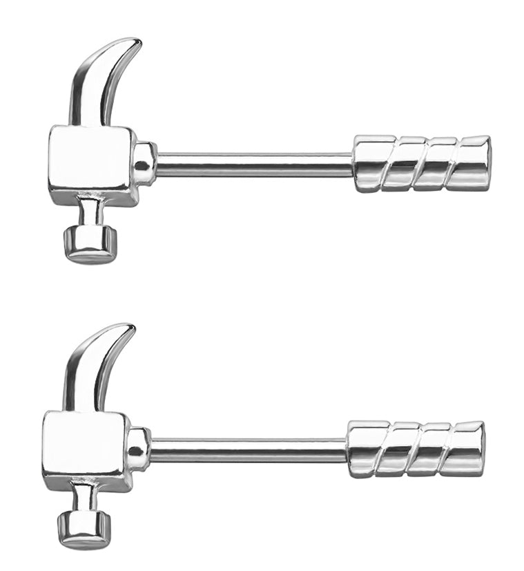 14G Silver Hammer Nipple Ring