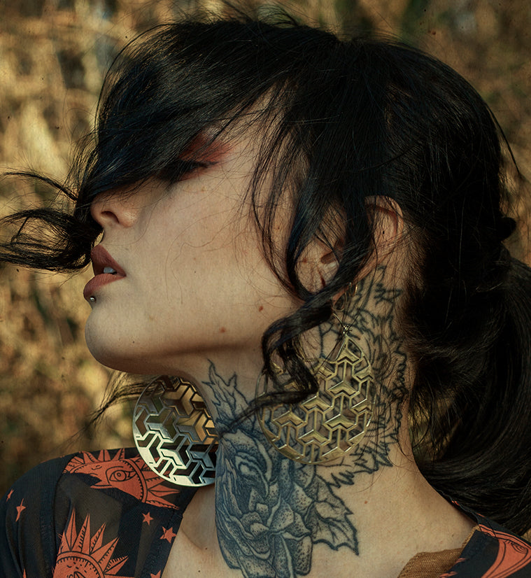 Isometric White Brass Earrings - Weights