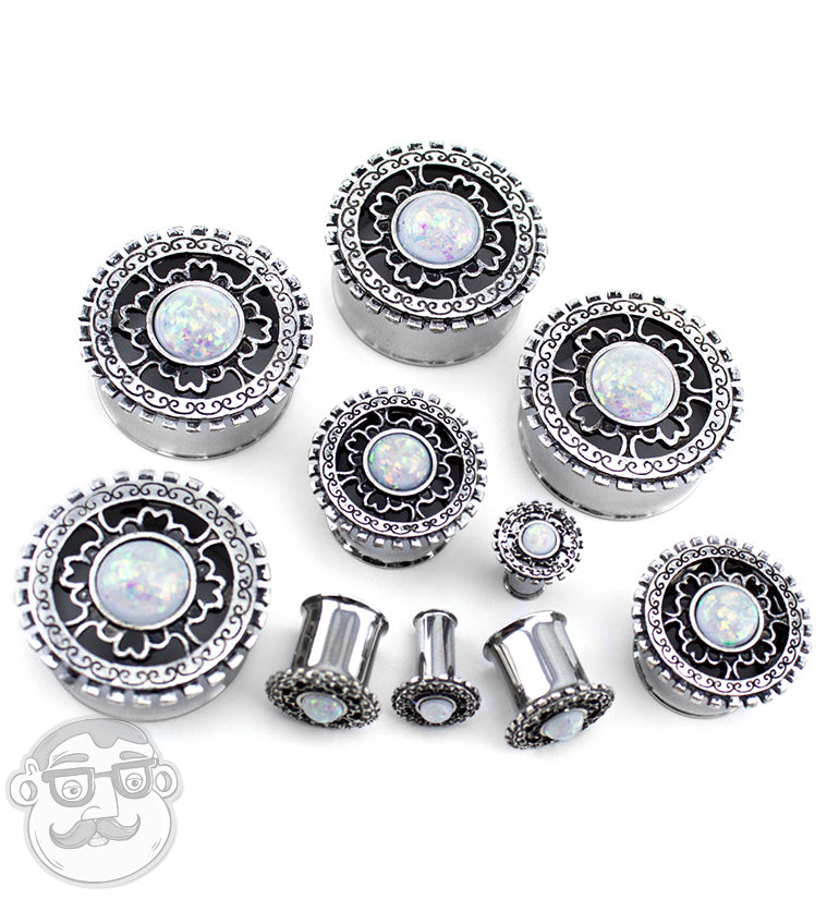 Lineal Top With Synthetic Opalite Inlay Steel Plugs