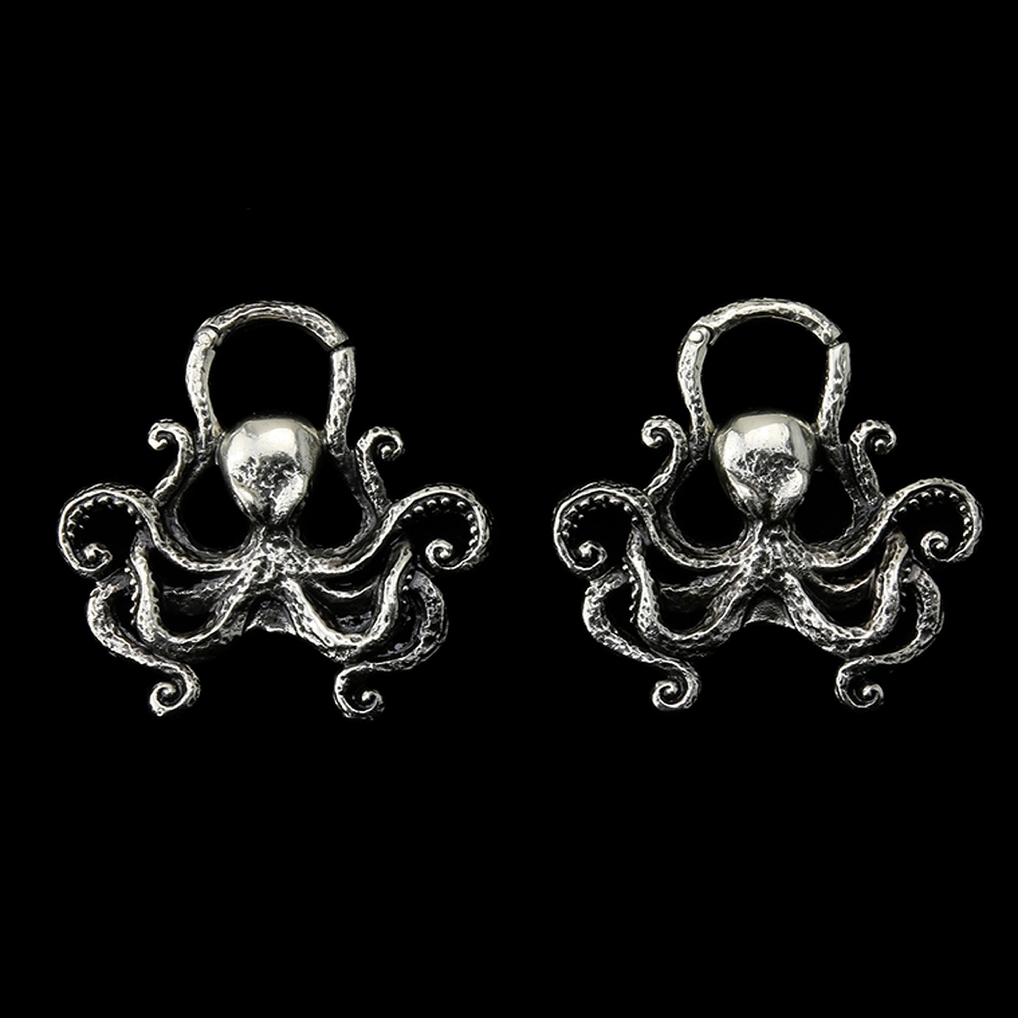 Octopus White Brass Hinged Ear Weights