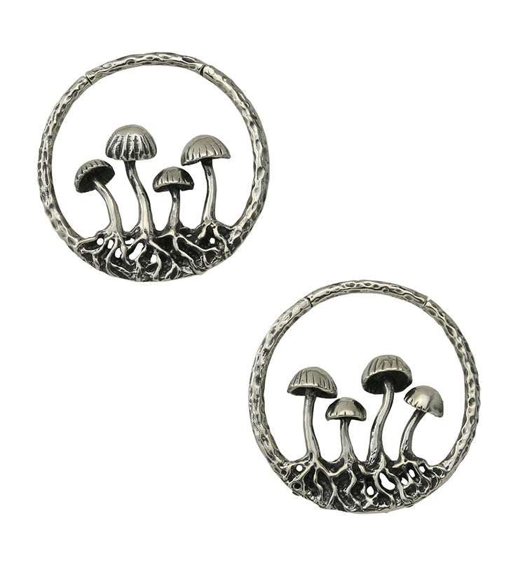 Silver Shroom White Brass Ear Weights
