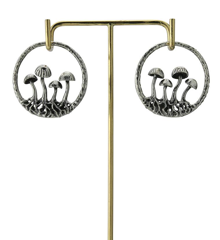 Silver Shroom White Brass Ear Weights