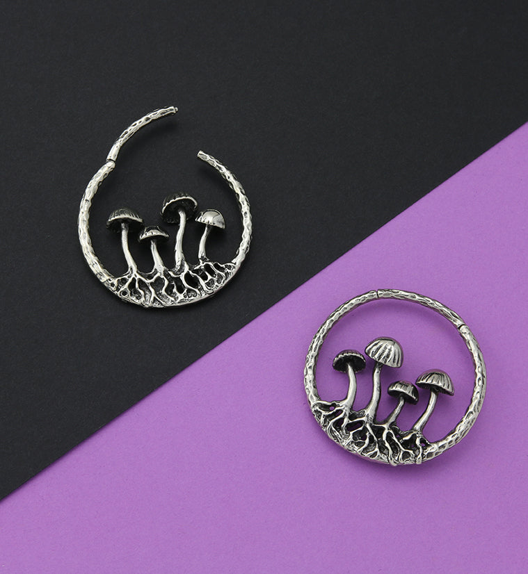 Silver Shroom White Brass Ear Weights