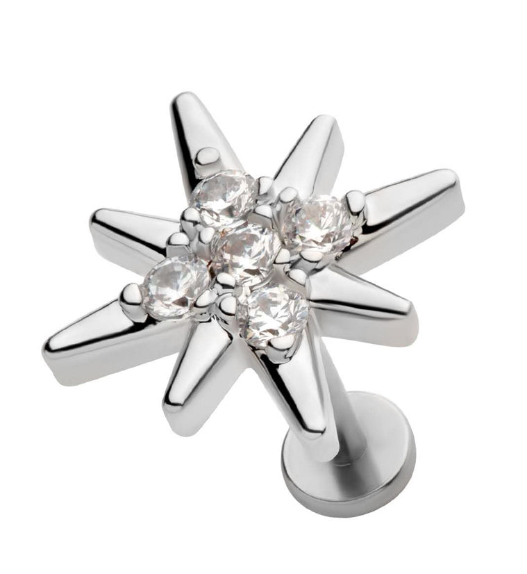 Twinkle Clear CZ Stainless Steel Internally Threaded Barbell