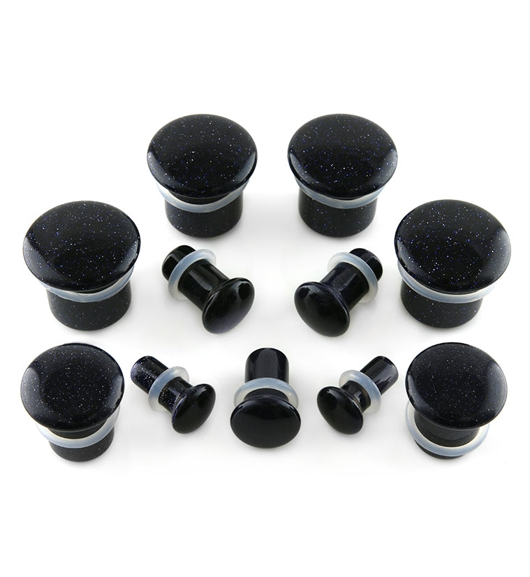 Single Flare Blue Goldstone Glass Plugs