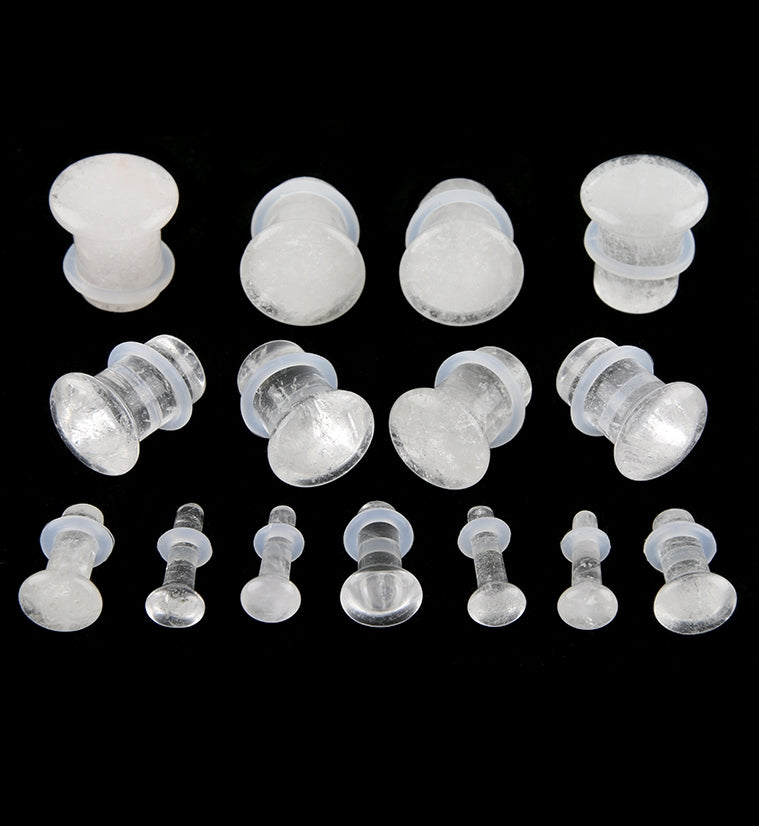 Crystal Quartz Stone Plugs - Single Flare