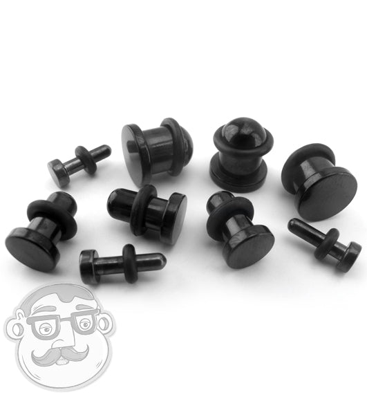 Simple Single Flare IP Black Steel Plugs