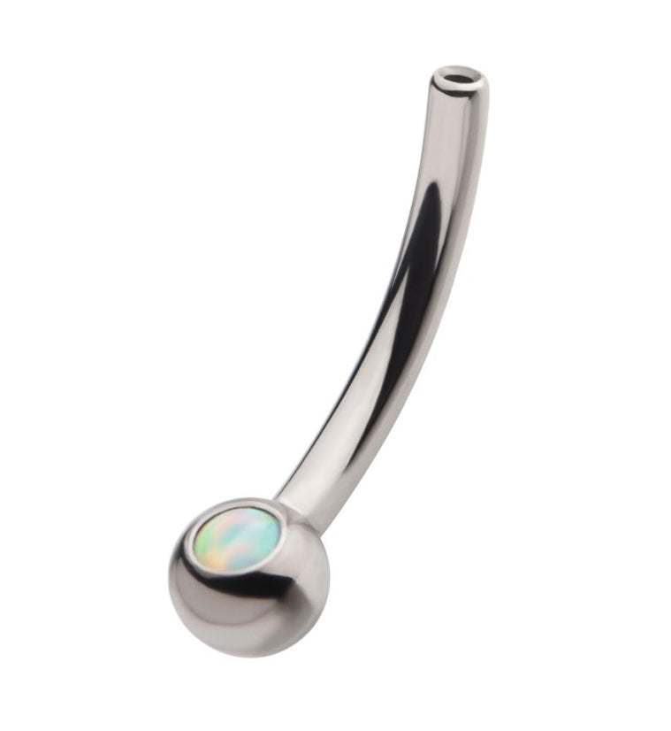 Single Opalite Titanium Curved Threadless Barbell