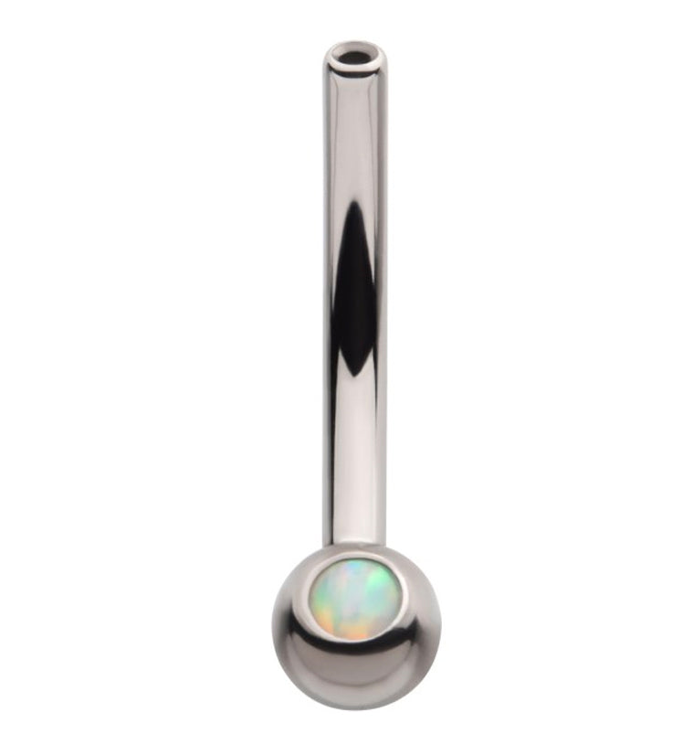 Single Opalite Titanium Curved Threadless Barbell