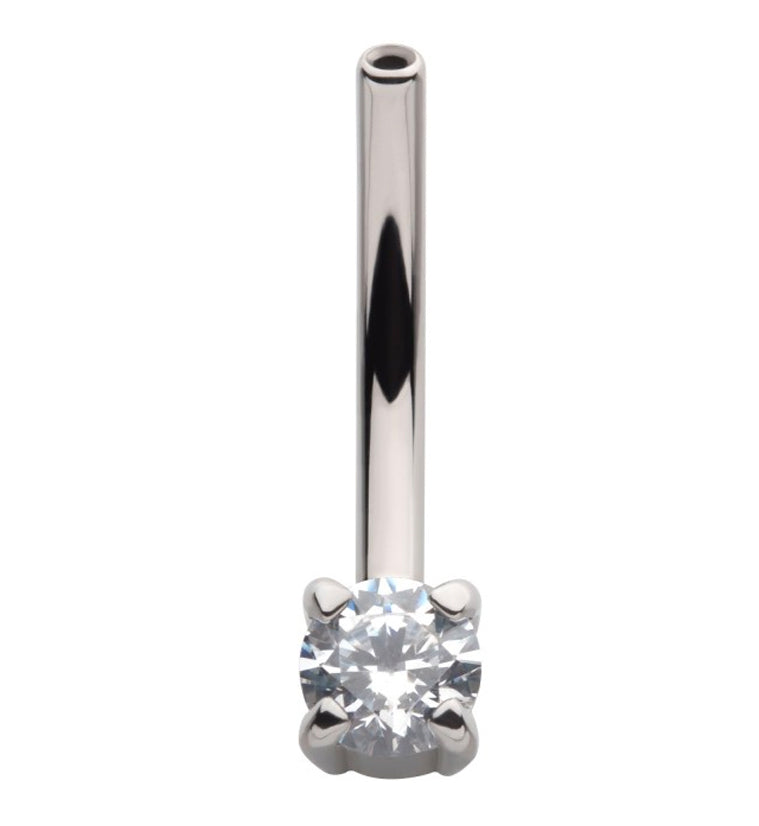 Single Prong CZ Gem Titanium Curved Threadless Barbell
