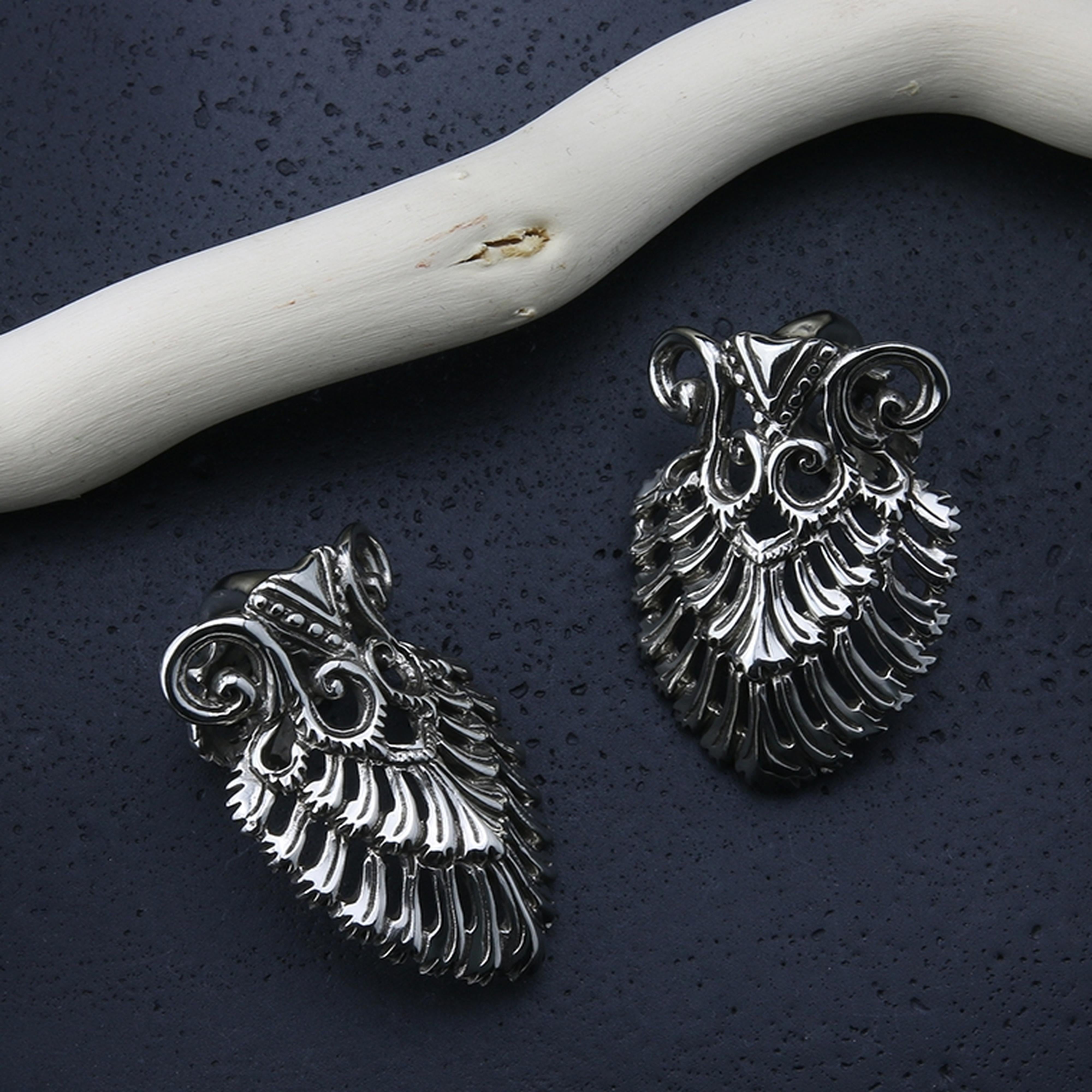 Sinuous White Brass Ear Weights