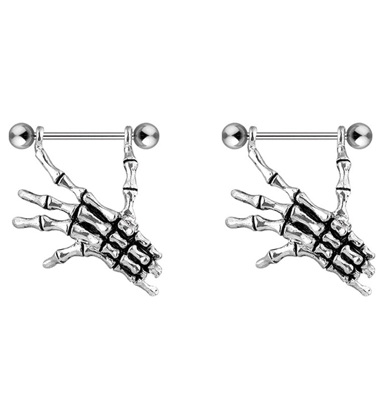 Skeleton Hand Nipple Ring Barbell