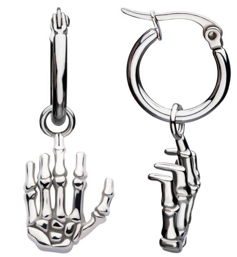 Skeleton Hand Stainless Steel Hoop Earrings
