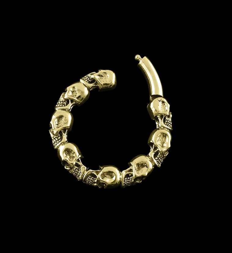 Skull Hoop Brass Ear Weights