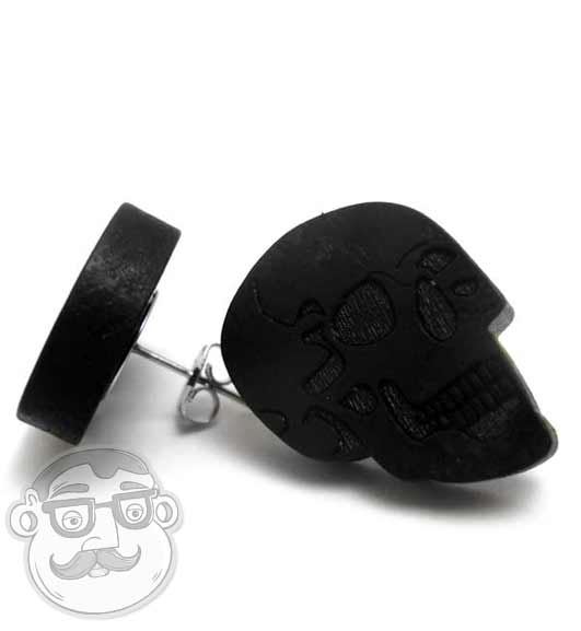 Skull Wood Earrings